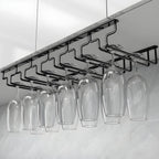 Contemporary Metal Hanging Wine Glass Rack Black