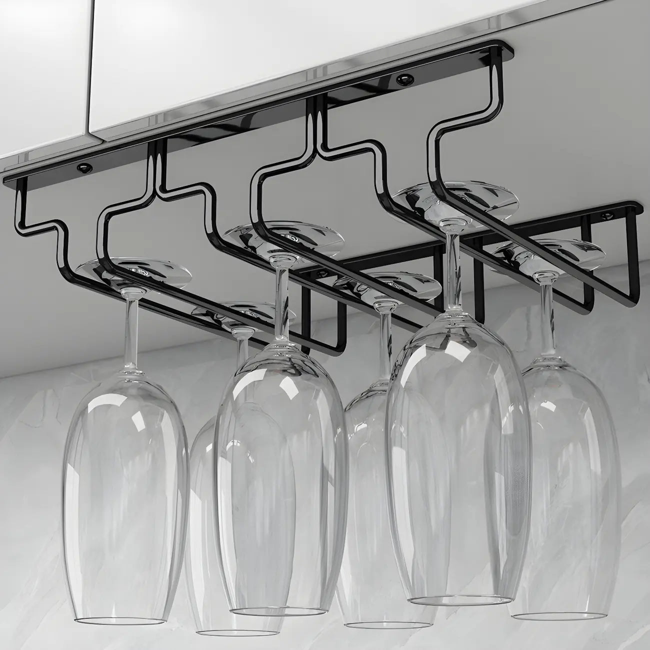 Contemporary Metal Hanging Wine Glass Rack Black