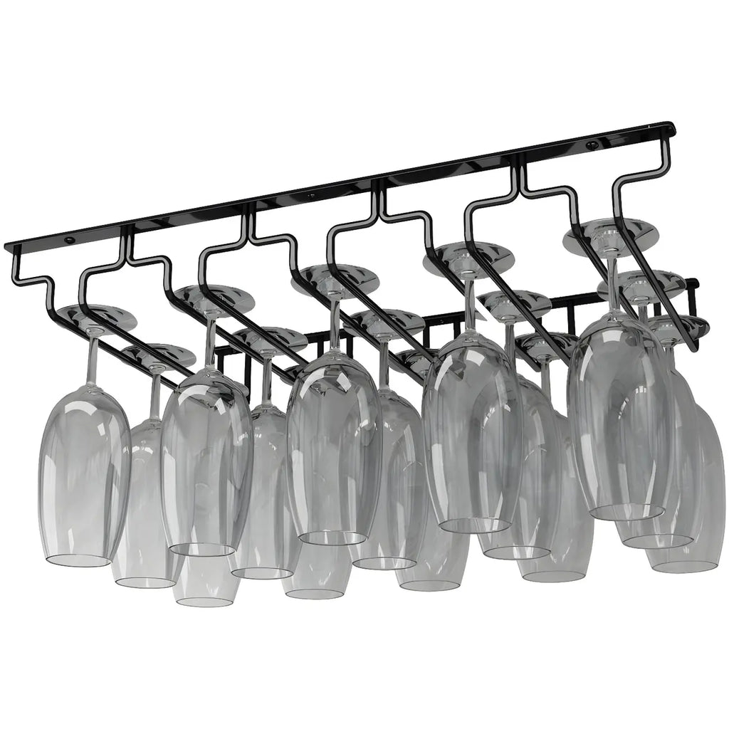 Contemporary Metal Hanging Wine Glass Rack Black