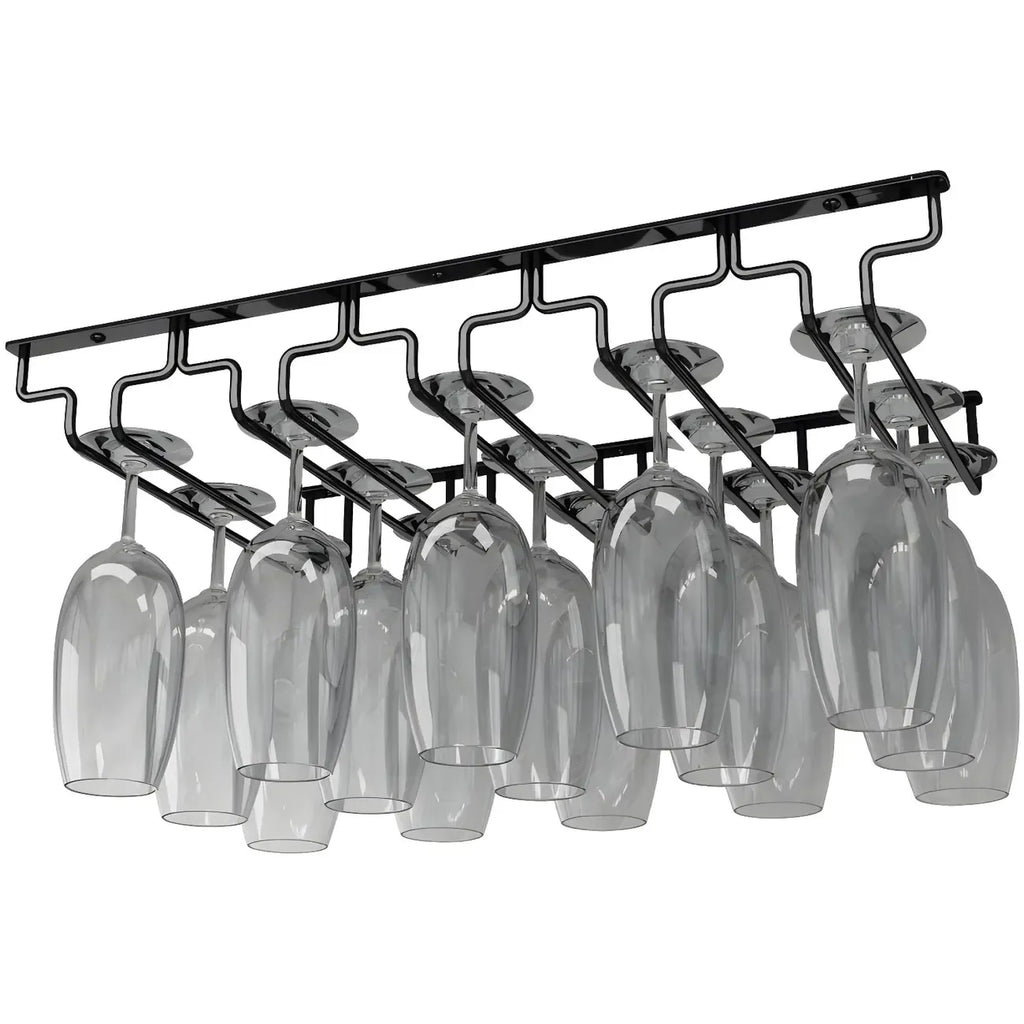 Contemporary Metal Hanging Wine Glass Rack Black