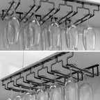 Contemporary Metal Hanging Wine Glass Rack Black