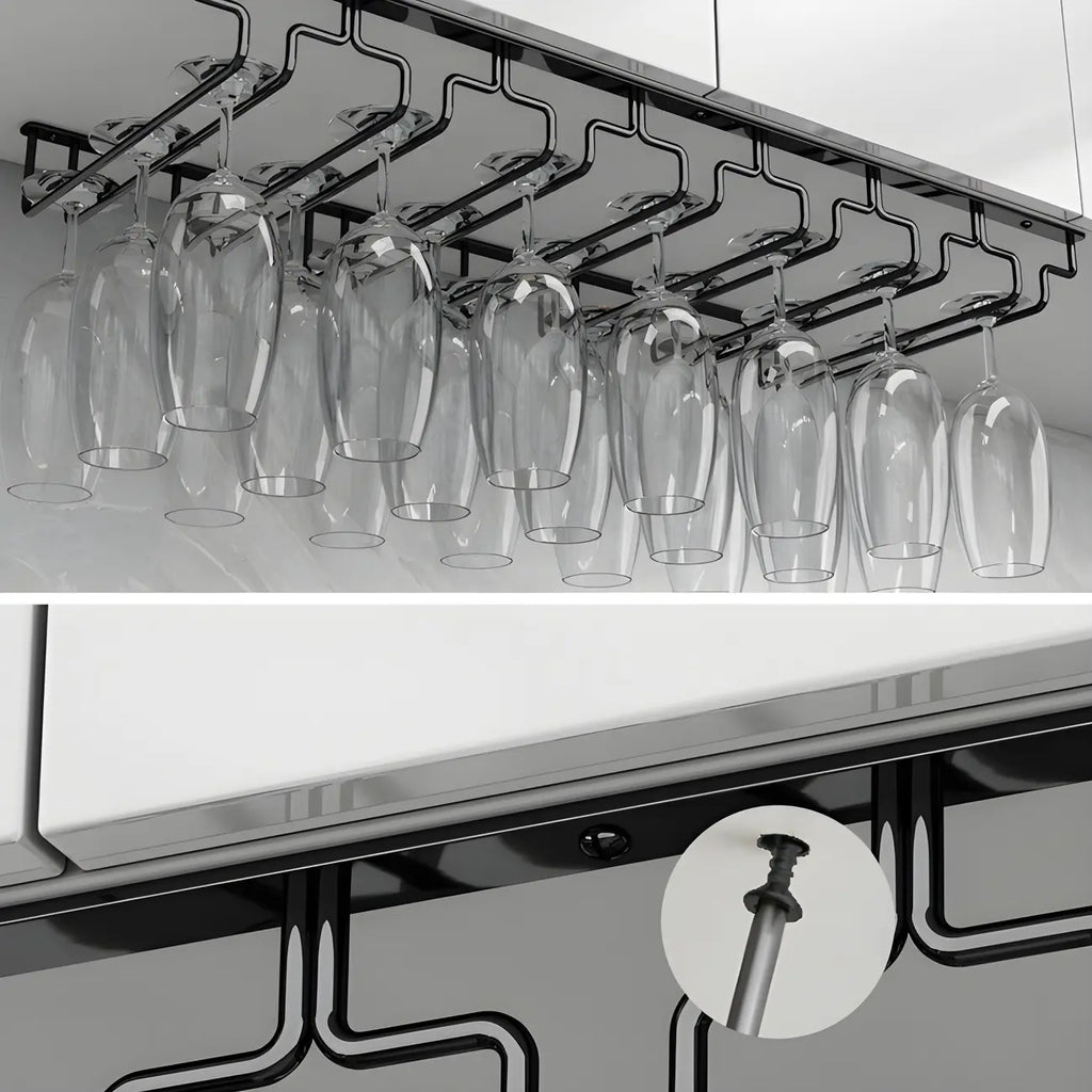 Contemporary Metal Hanging Wine Glass Rack Black