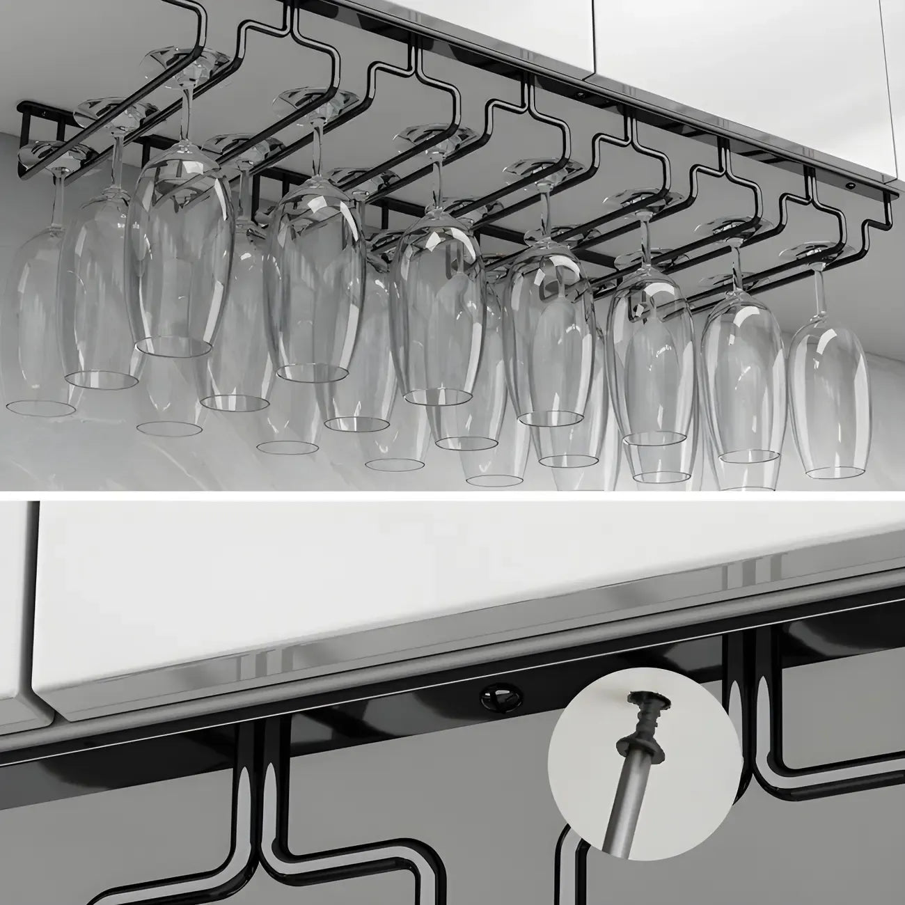 Contemporary Metal Hanging Wine Glass Rack Black