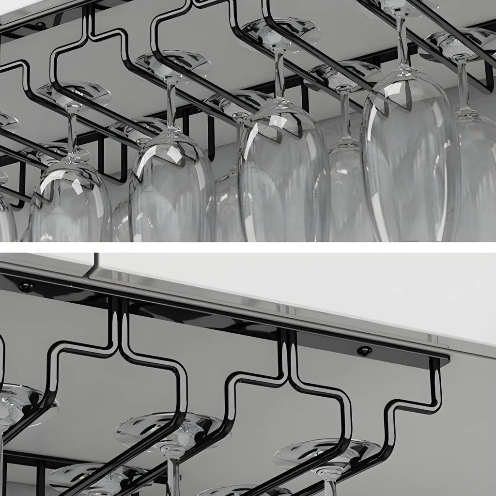 Contemporary Metal Hanging Wine Glass Rack Black