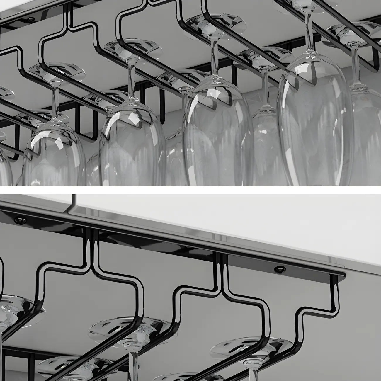 Contemporary Metal Hanging Wine Glass Rack Black