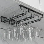 Contemporary Metal Hanging Wine Glass Rack Black