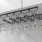 Contemporary Metal Hanging Wine Glass Rack Black