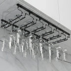 Contemporary Metal Hanging Wine Glass Rack Black