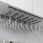 Contemporary Metal Hanging Wine Glass Rack Black