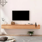 Scandinavian Wood Floating TV Stand with Cabinet