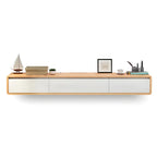Scandinavian Wood Floating TV Stand with Cabinet