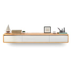 Scandinavian Wood Floating TV Stand with Cabinet