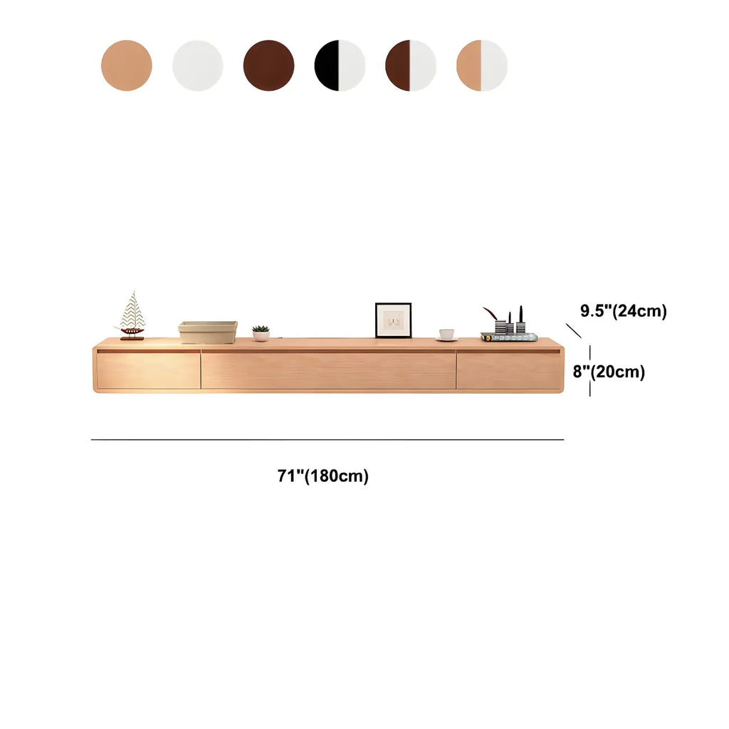 Scandinavian Wood Floating TV Stand with Cabinet