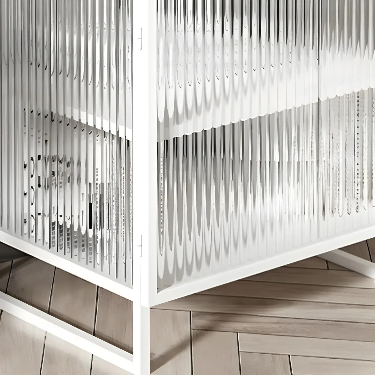 Black 2-Tier Ribbed Glass Metal Bedroom Nightstand