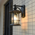 Rustic Metal Cylinder Glass Shade Outdoor Wall Light