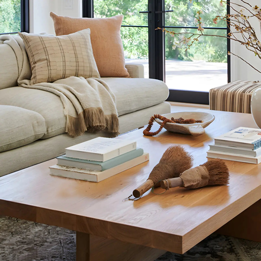 Nordic Rectangle Natural Wood Cross Legs Coffee Table