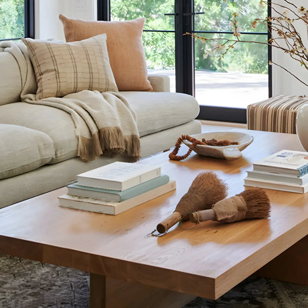 Nordic Rectangle Natural Wood Cross Legs Coffee Table