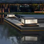 Modern Rectangular Black Metal Outdoor Solar Post Light