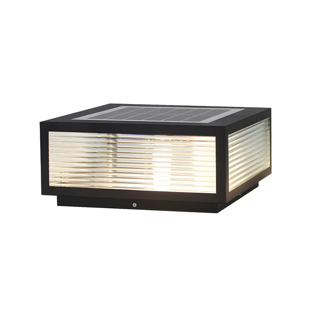 Modern Rectangular Black Metal Outdoor Solar Post Light
