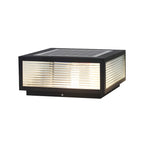Modern Rectangular Black Metal Outdoor Solar Post Light