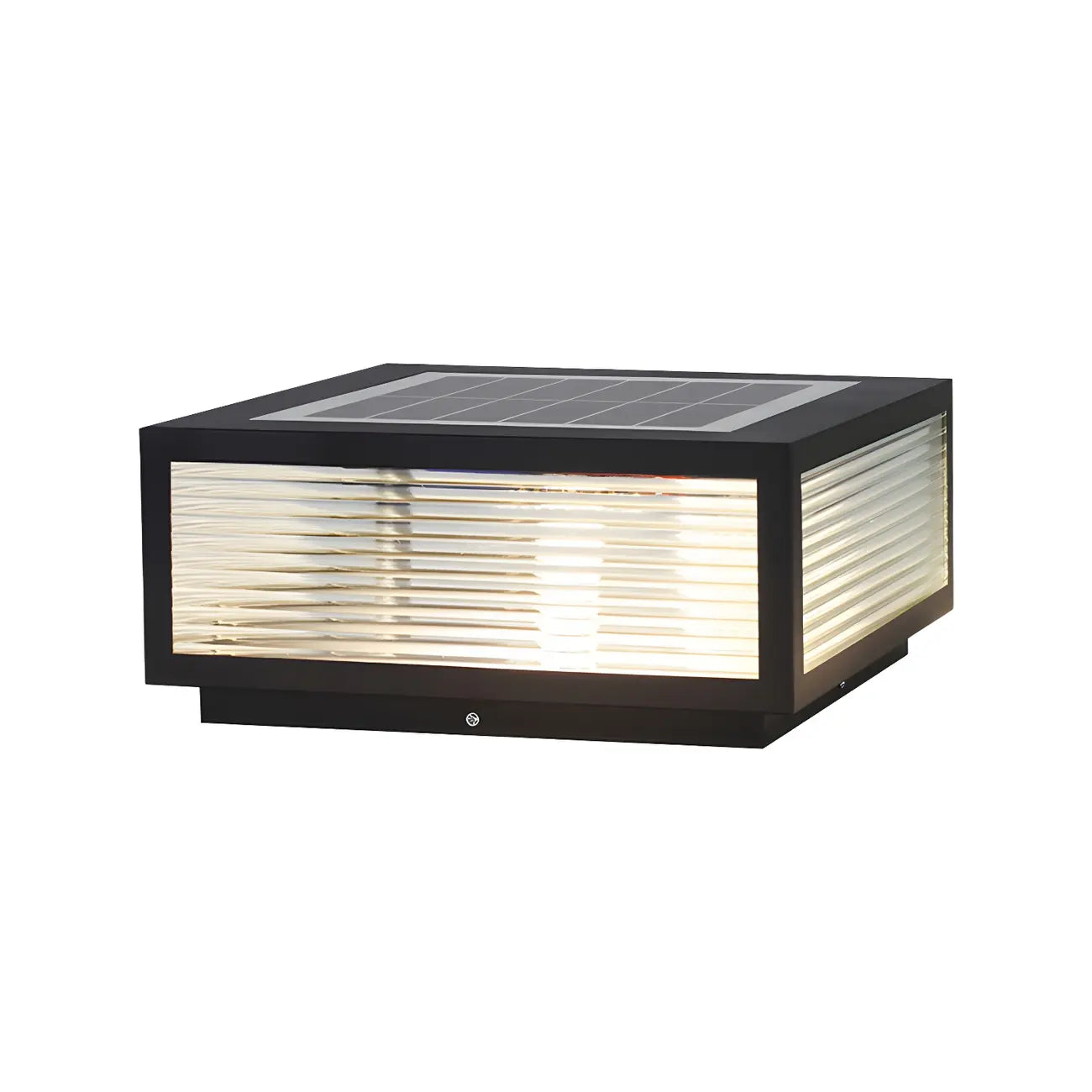 Modern Rectangular Black Metal Outdoor Solar Post Light