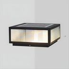 Modern Rectangular Black Metal Outdoor Solar Post Light