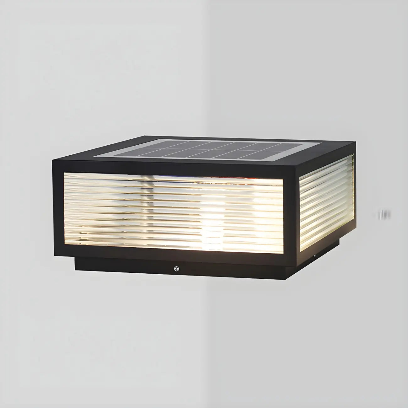 Modern Rectangular Black Metal Outdoor Solar Post Light