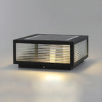 Modern Rectangular Black Metal Outdoor Solar Post Light