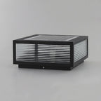 Modern Rectangular Black Metal Outdoor Solar Post Light