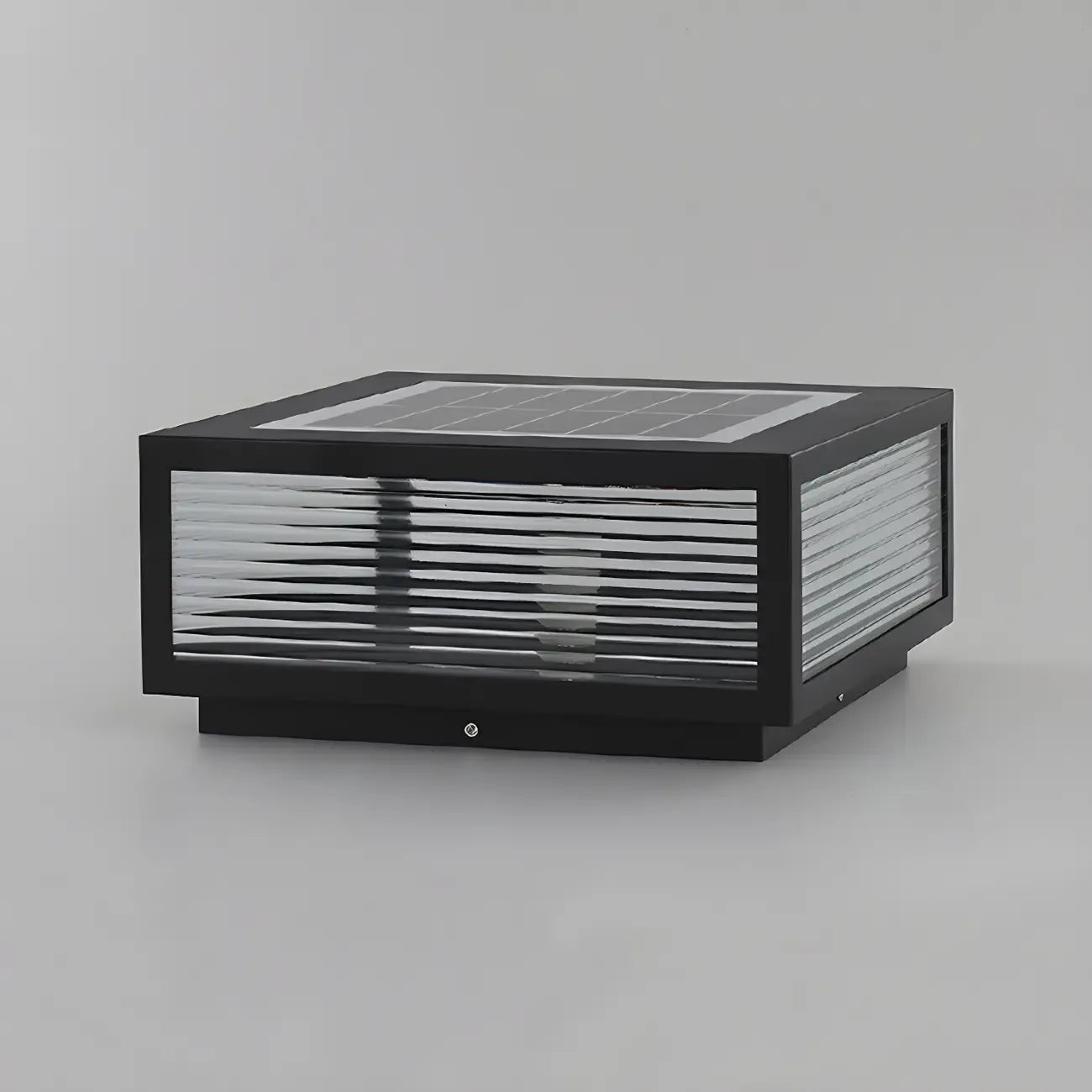 Modern Rectangular Black Metal Outdoor Solar Post Light