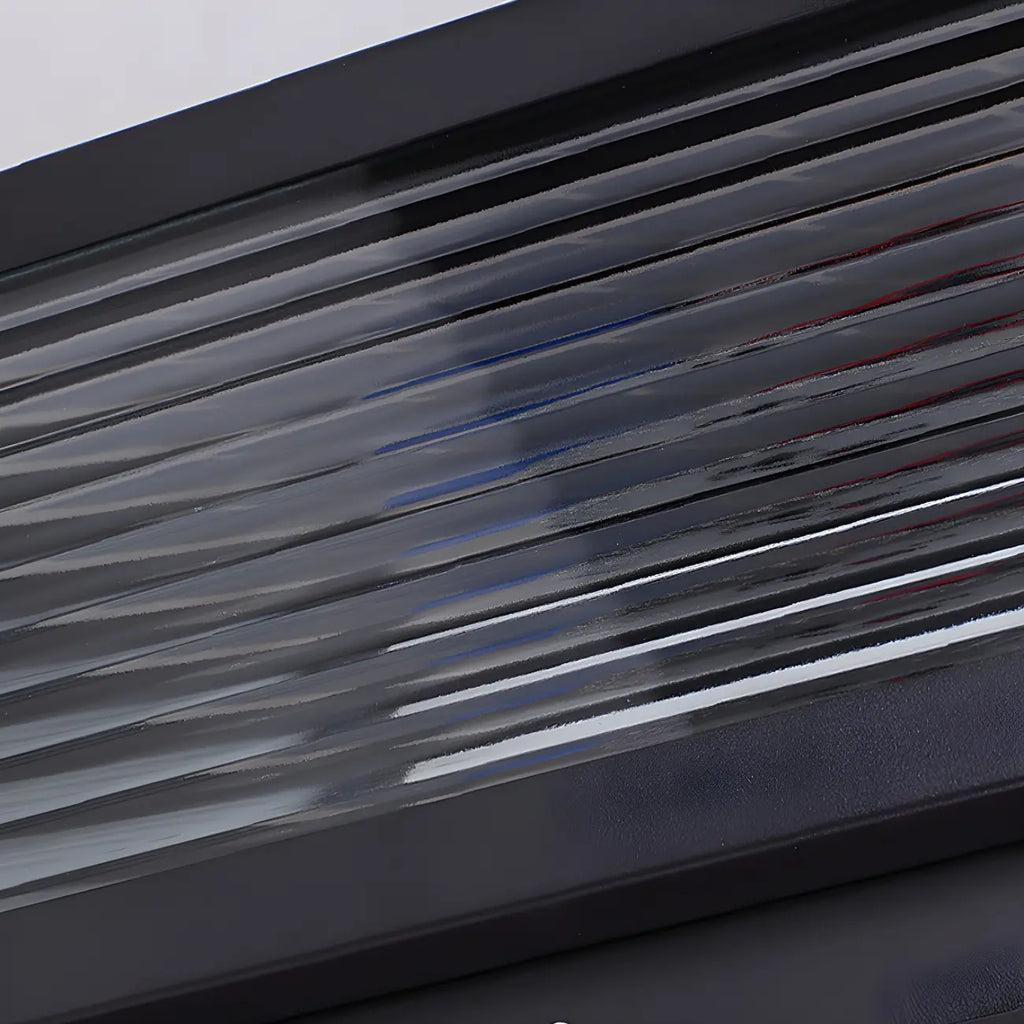 Modern Rectangular Black Metal Outdoor Solar Post Light