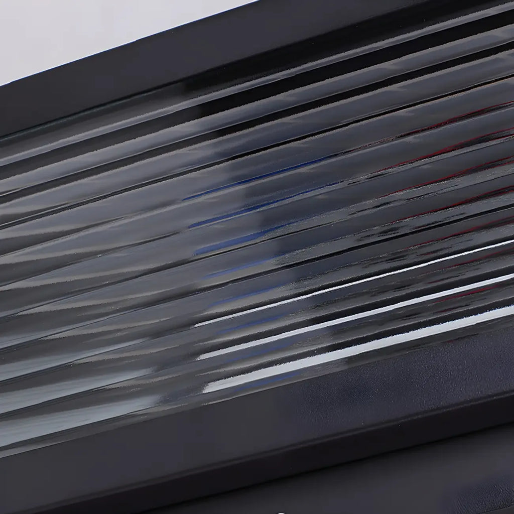 Modern Rectangular Black Metal Outdoor Solar Post Light