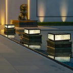 Modern Rectangular Black Metal Outdoor Solar Post Light