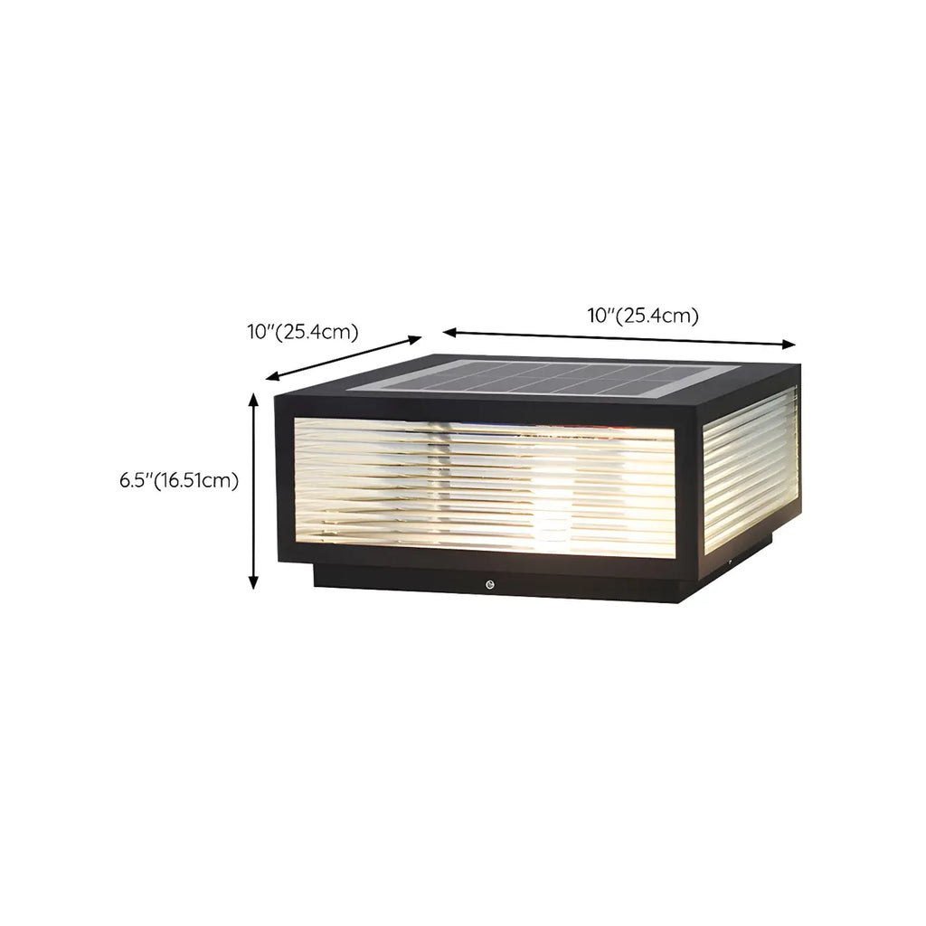 Modern Rectangular Black Metal Outdoor Solar Post Light