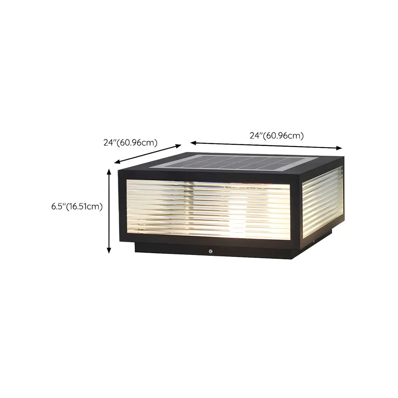 Modern Rectangular Black Metal Outdoor Solar Post Light