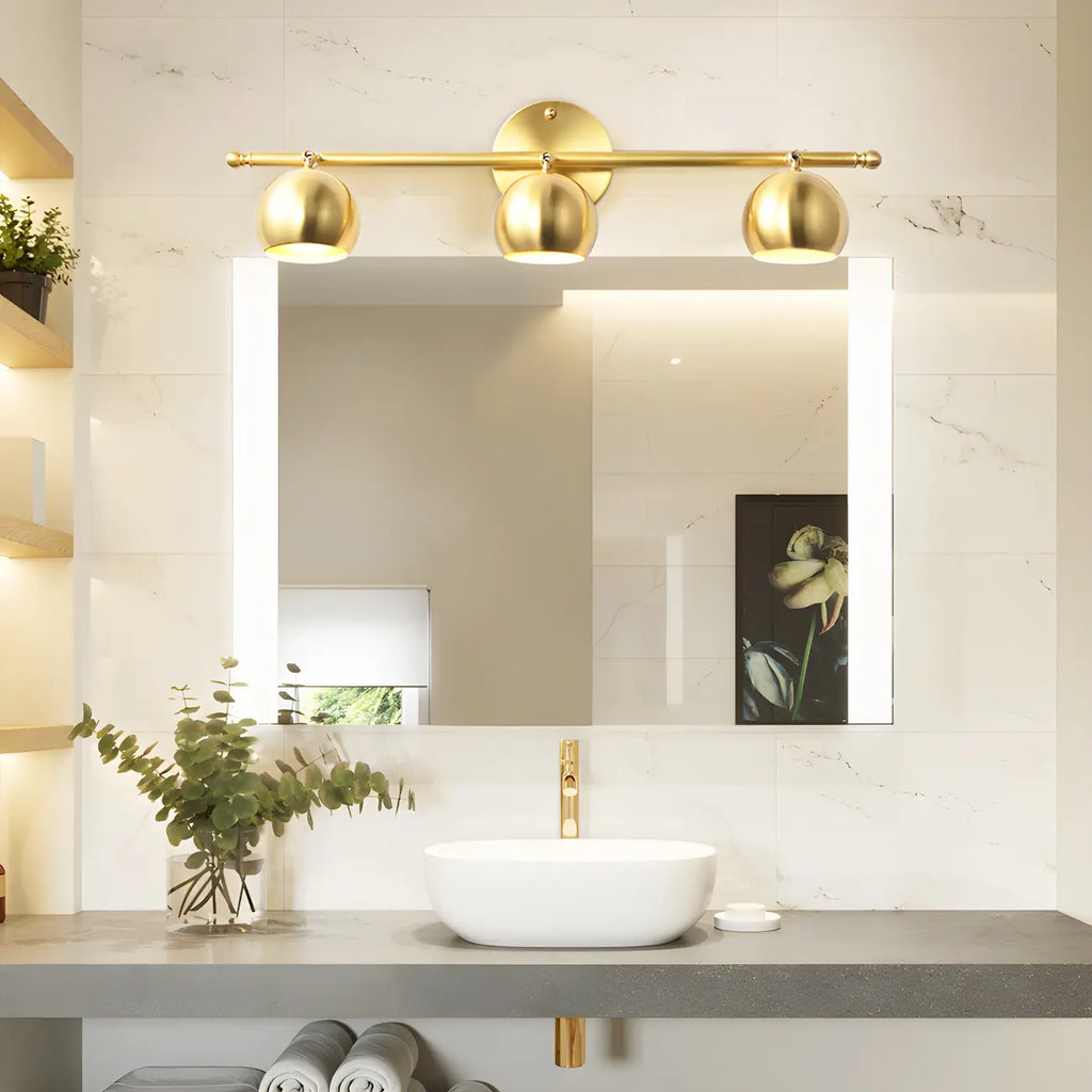 Modern Gold Dome Brass Vanity Light for Bathroom
