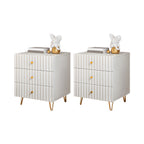 Modern Wooden Stripe Gold Accents Stylish Nightstand
