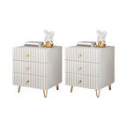 Modern Wooden Stripe Gold Accents Stylish Nightstand