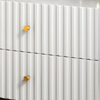 Modern Wooden Stripe Gold Accents Stylish Nightstand