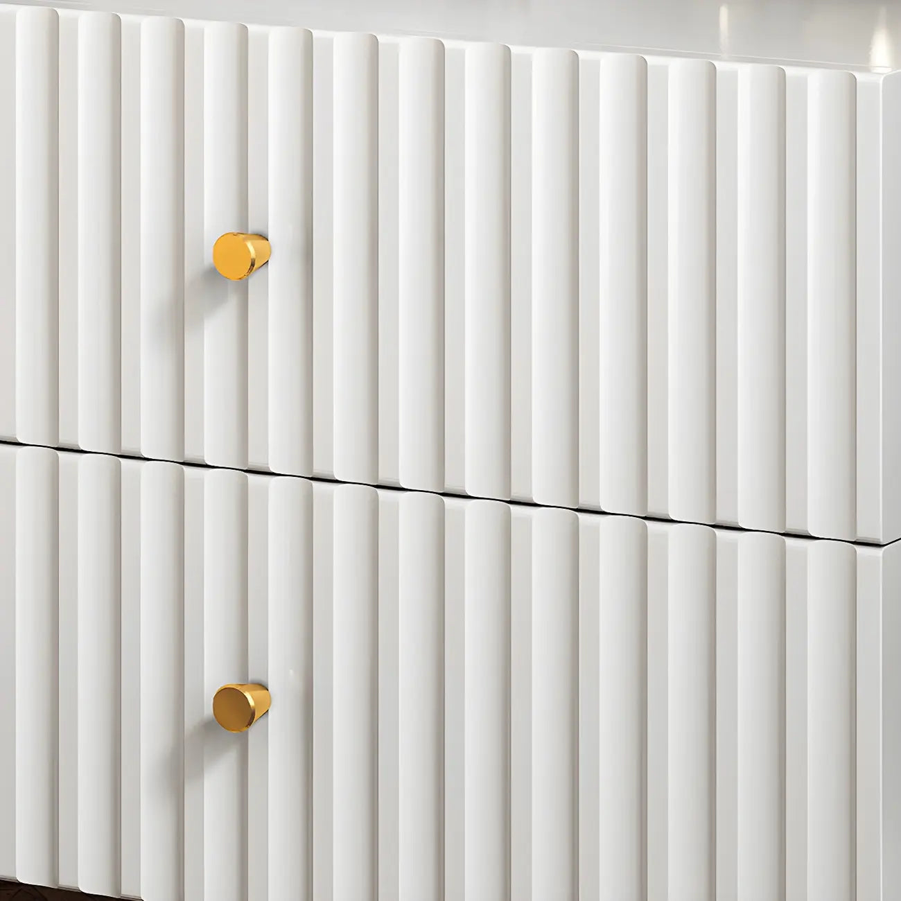 Modern Wooden Stripe Gold Accents Stylish Nightstand