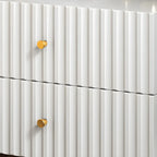 Modern Wooden Stripe Gold Accents Stylish Nightstand