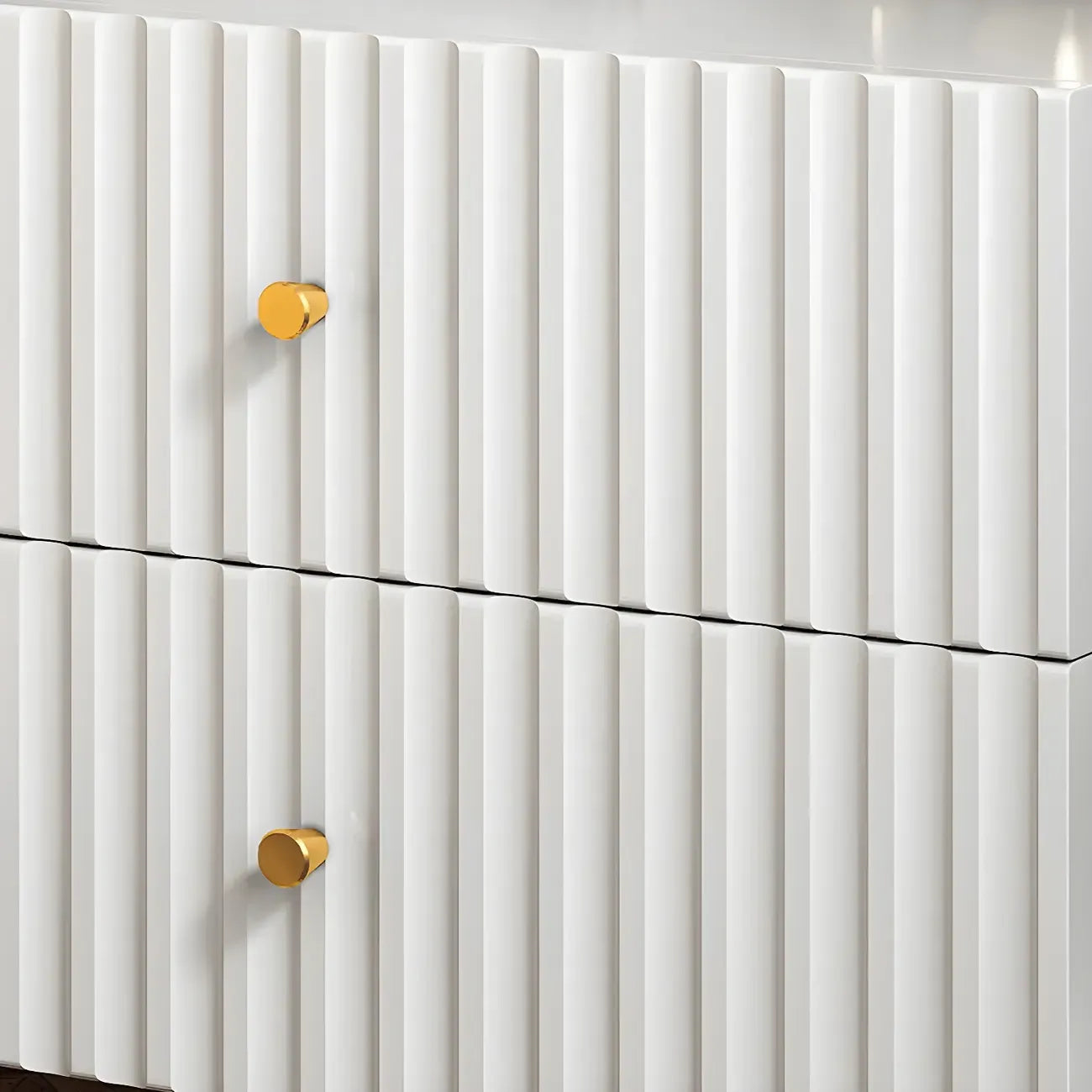 Modern Wooden Stripe Gold Accents Stylish Nightstand