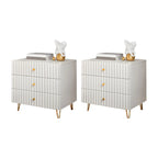 Modern Wooden Stripe Gold Accents Stylish Nightstand