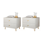 Modern Wooden Stripe Gold Accents Stylish Nightstand