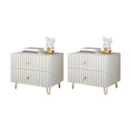 Modern Wooden Stripe Gold Accents Stylish Nightstand