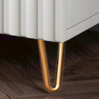 Modern Wooden Stripe Gold Accents Stylish Nightstand