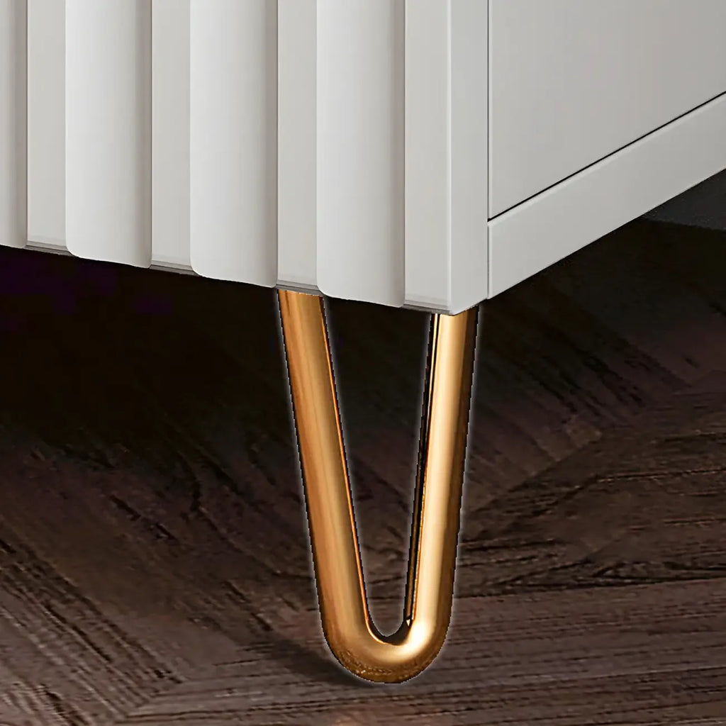 Modern Wooden Stripe Gold Accents Stylish Nightstand