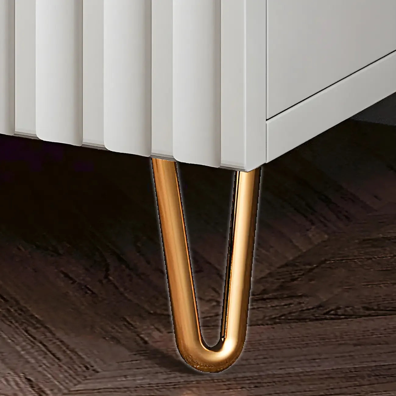 Modern Wooden Stripe Gold Accents Stylish Nightstand