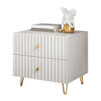 Modern Wooden Stripe Gold Accents Stylish Nightstand