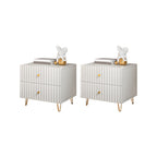 Modern Wooden Stripe Gold Accents Stylish Nightstand